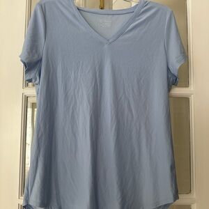 Light Blue V-Neck Women's Top